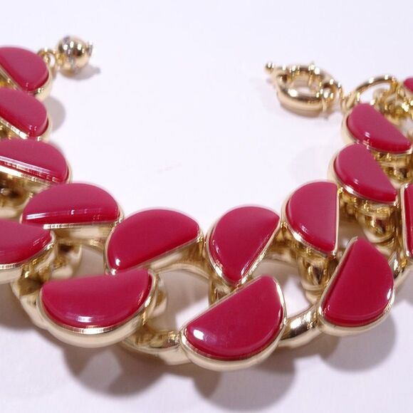 Lee Angel Curb Enamel and Brass Bracelet 7 1/2"L  RED NWT 220 - Picture 10 of 15